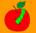 Dibujo Manzana con gusano pintado por PAME