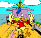 Dibujo Cigüeña en un barco pintado por Esteban