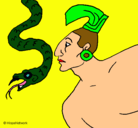 Dibujo Serpiente y guerrero pintado por MARIANAESPERANZA