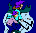 Dibujo Hockey sobre hielo pintado por azul