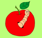 Dibujo Manzana con gusano pintado por ANAPILAR
