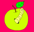 Dibujo Manzana con gusano pintado por NATALIA