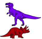 Dibujo Triceratops y tiranosaurios rex pintado por kevin