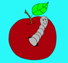 Dibujo Manzana con gusano pintado por anahi