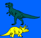 Dibujo Triceratops y tiranosaurios rex pintado por moisesbb