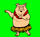 Dibujo Cerdo hawaiano pintado por gordito