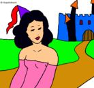 Dibujo Princesa y castillo pintado por valentina