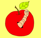 Dibujo Manzana con gusano pintado por MARI