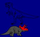 Dibujo Triceratops y tiranosaurios rex pintado por uli
