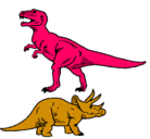 Dibujo Triceratops y tiranosaurios rex pintado por gustavo