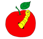 Dibujo Manzana con gusano pintado por PATY