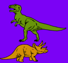 Dibujo Triceratops y tiranosaurios rex pintado por angeljesus
