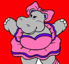 Dibujo Hipopótama con lazo pintado por klokipop