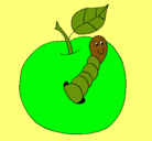 Dibujo Manzana con gusano pintado por katerynNaidelynleo