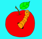 Dibujo Manzana con gusano pintado por JESSICA