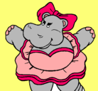Dibujo Hipopótama con lazo pintado por ariadna