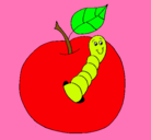 Dibujo Manzana con gusano pintado por nuriasancho