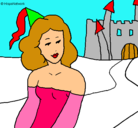 Dibujo Princesa y castillo pintado por hop