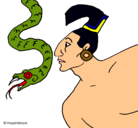 Dibujo Serpiente y guerrero pintado por christian