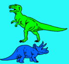 Dibujo Triceratops y tiranosaurios rex pintado por abimelec