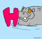 Dibujo Hipopótamo pintado por sakura