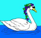 Dibujo Cisne con flores pintado por daha