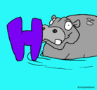 Dibujo Hipopótamo pintado por zeth