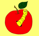 Dibujo Manzana con gusano pintado por AnaMaria