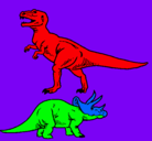 Dibujo Triceratops y tiranosaurios rex pintado por jose