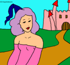 Dibujo Princesa y castillo pintado por Abril
