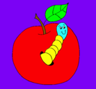 Dibujo Manzana con gusano pintado por MATIAS