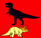 Dibujo Triceratops y tiranosaurios rex pintado por omar