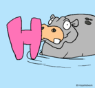 Dibujo Hipopótamo pintado por herminia
