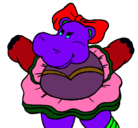 Dibujo Hipopótama con lazo pintado por Alejandra
