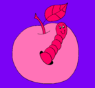 Dibujo Manzana con gusano pintado por alejandronano