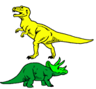 Dibujo Triceratops y tiranosaurios rex pintado por joaquin