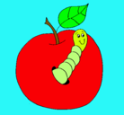 Dibujo Manzana con gusano pintado por noemizamora