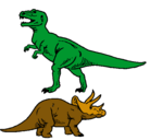 Dibujo Triceratops y tiranosaurios rex pintado por Julian