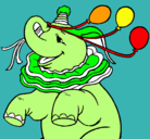 Dibujo Elefante con 3 globos pintado por sisuka
