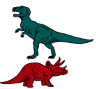 Dibujo Triceratops y tiranosaurios rex pintado por juanjoserodriguez
