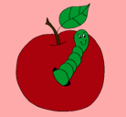 Dibujo Manzana con gusano pintado por Fea