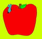 Dibujo Gusano en la fruta pintado por KEVIN