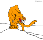 Dibujo Tigre con afilados colmillos pintado por taco