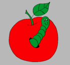 Dibujo Manzana con gusano pintado por beatriz
