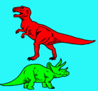 Dibujo Triceratops y tiranosaurios rex pintado por claudia