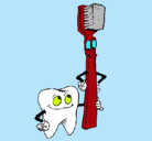 Dibujo Muela y cepillo de dientes pintado por Alberto