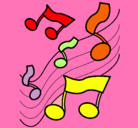 Dibujo Notas en la escala musical pintado por yuiipmp