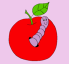 Dibujo Manzana con gusano pintado por dayaan
