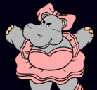 Dibujo Hipopótama con lazo pintado por majo