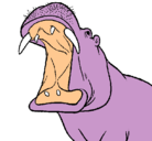 Dibujo Hipopótamo con la boca abierta pintado por javi